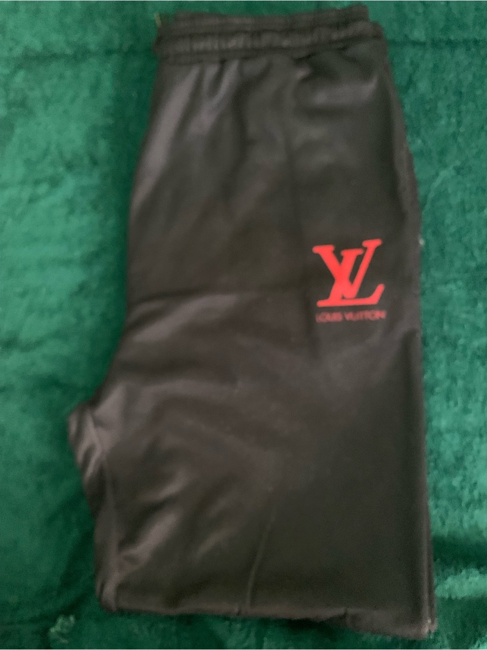 Louis Vuitton Black Joggers with Red LV Logo